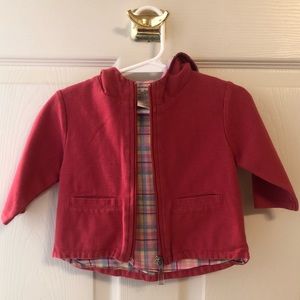 Zutano Collectibles 12 month red hooded jacket with plaid interior